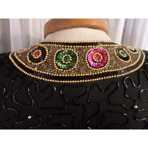NWT Lady Small Silk Blouse Top Jacket Bead Sequin - Picture 4 of 8